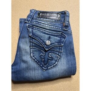 Rock Revival‎ Bootcut Jeans Distressed Embellished Pockets Denim Size 27